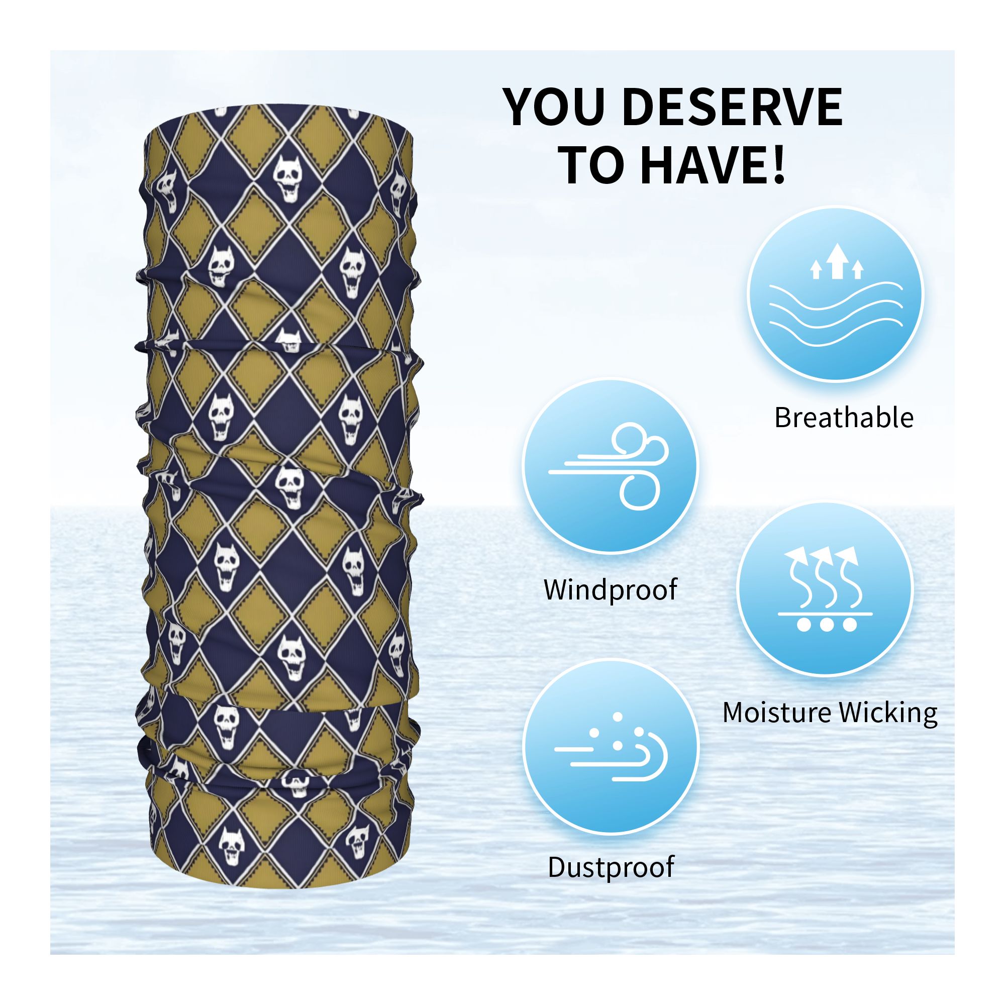 Custom JoJo Gold Blue Bandana  - đánh giá và giá Neck Gaiter Face Cover