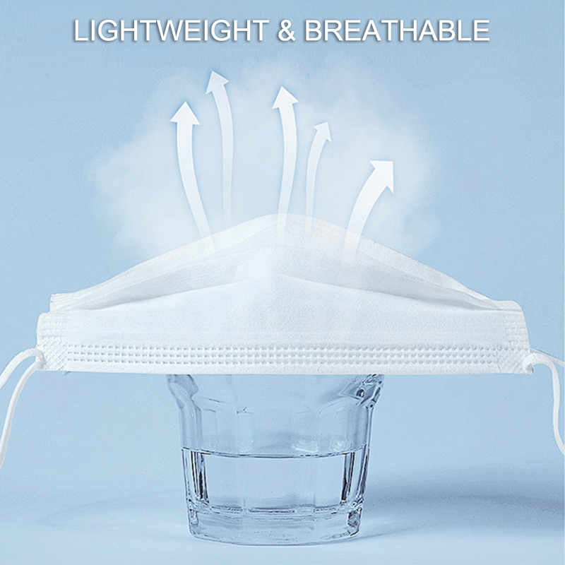 50Pcs 3-layer Mask Face Masks  - đánh giá và giá Disposable Mask Blue
