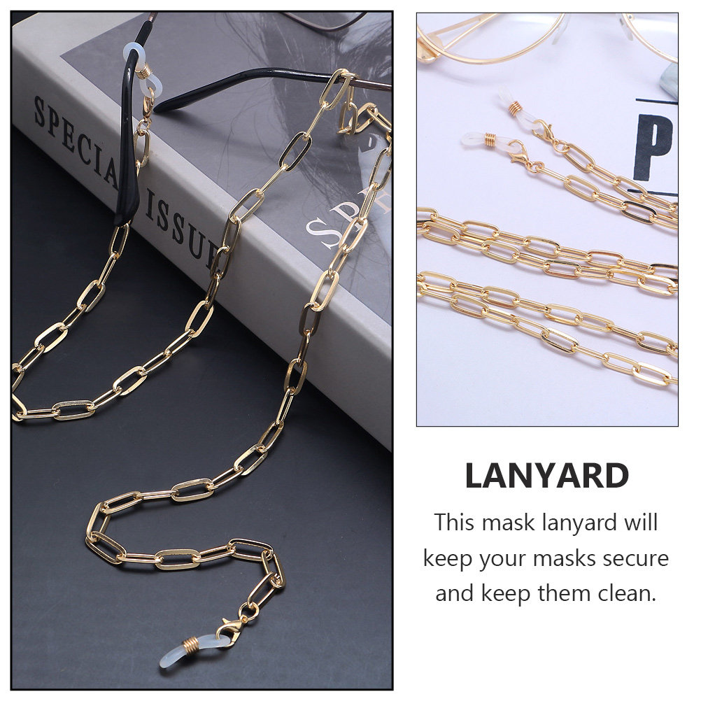 Gold Paperclip Link Mask Lanya - đánh giá và giá Mask Chain Holder